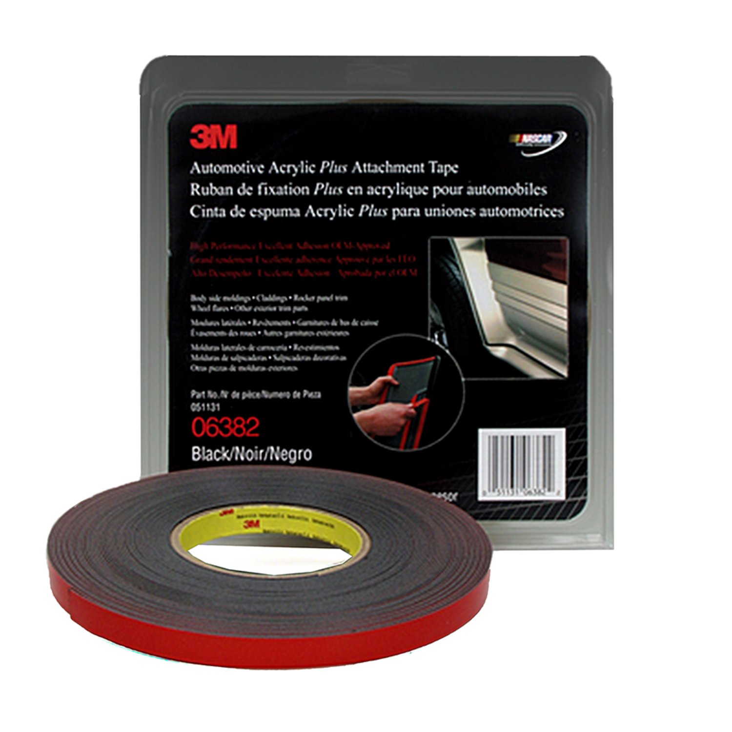 3M 6382 Automotive Acrylic Plus Attachment Tape, Black, 1/2