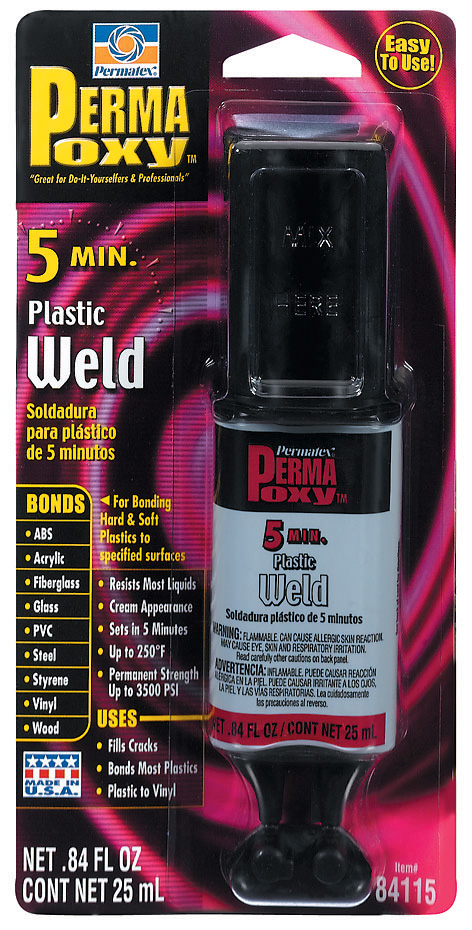 Permatex 84115 5 Minute Plastic Weld Adhesive 0 84 Oz Black