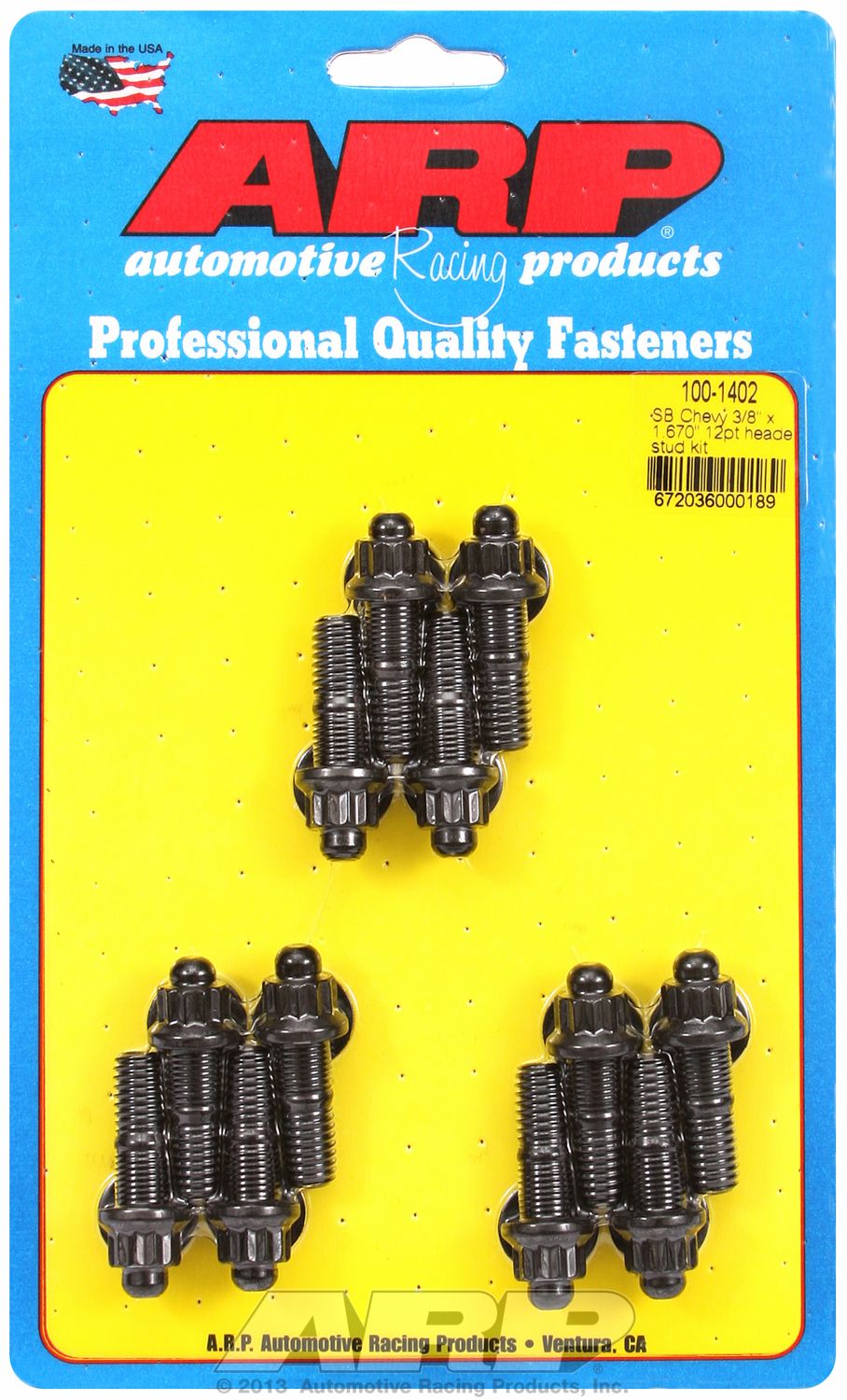 ARP 1001402 Header Studs With 12-Point Nuts, Chrome Moly Steel With Black Oxide Finish, Set Of 12, For Select Chevrolet Small Block Engines image 1