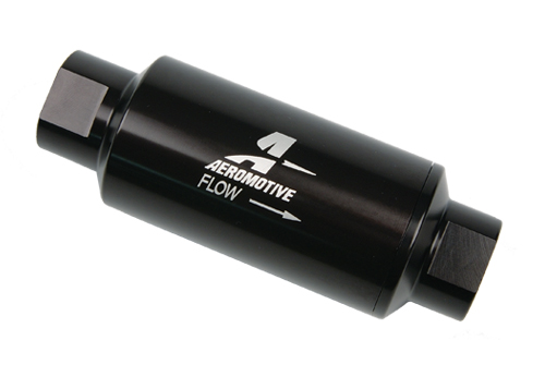 Aeromotive 12321 Filter, In-Line, 10-Micron Fabric Element, ORB-10 Port, Bright-Dip Black, 2